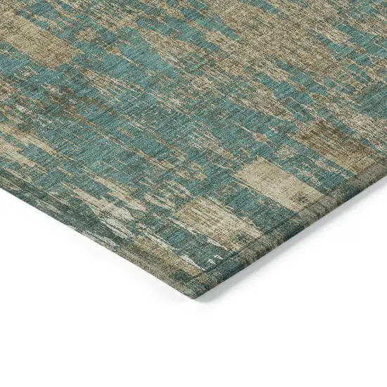 Teal Moroccan Washable Non Skid Indoor Outdoor Area Rug Photo 5