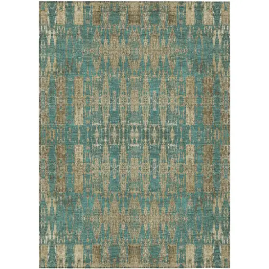 Teal Moroccan Washable Non Skid Indoor Outdoor Area Rug Photo 2