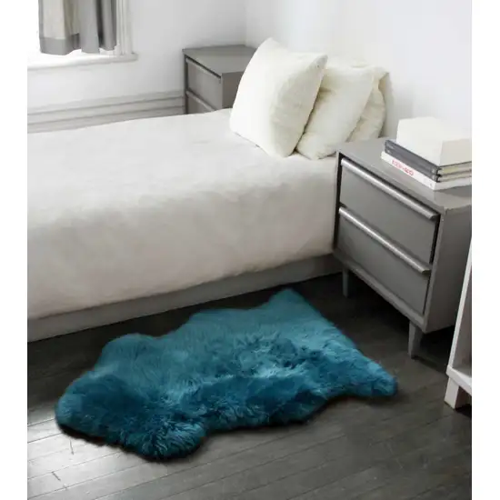 Teal New Zealand Natural Sheepskin Rug Photo 4