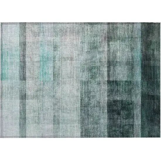 Teal Ombre Washable Non Skid Indoor Outdoor Area Rug Photo 4