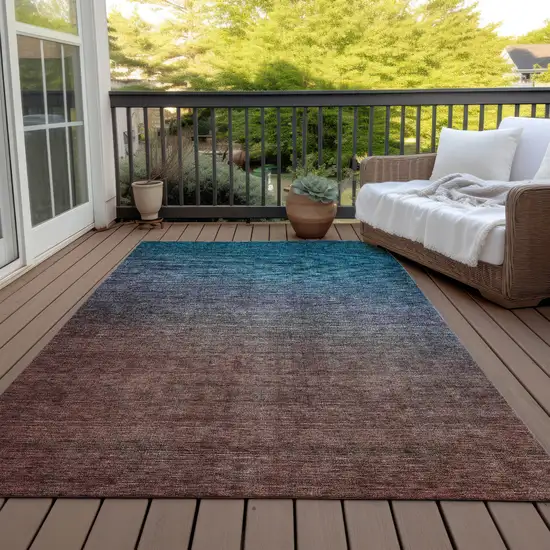 Teal Ombre Washable Non Skid Indoor Outdoor Area Rug Photo 6