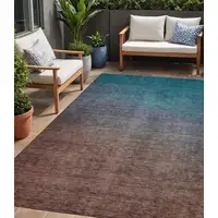 Photo of Teal Ombre Washable Non Skid Indoor Outdoor Area Rug