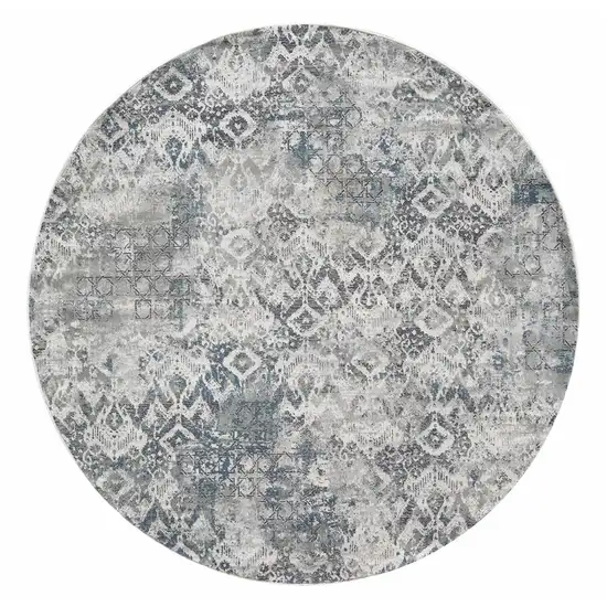 Ivory Gray and Teal Abstract Area Rug Photo 2