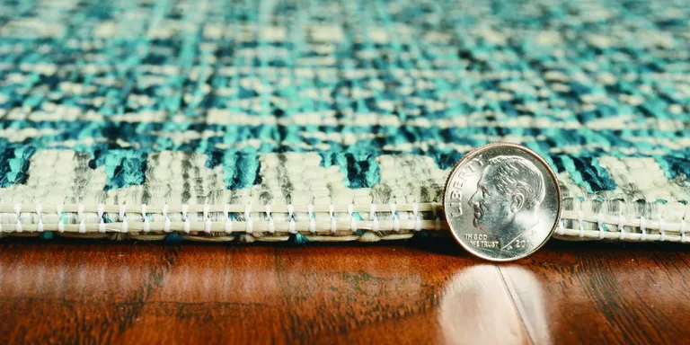 Teal Polypropylene Area Rug Photo 5