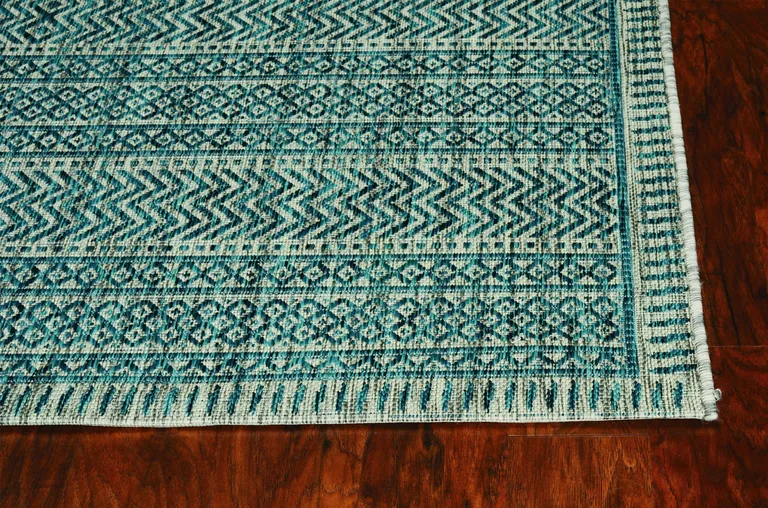 Teal Polypropylene Area Rug Photo 1