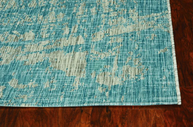 Teal Polypropylene Area Rug Photo 1