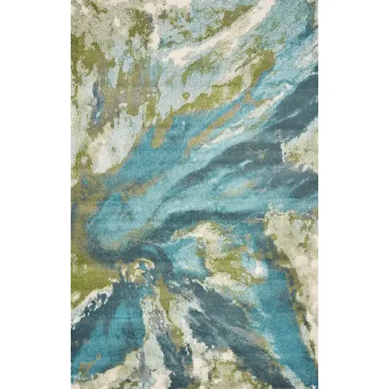 Teal Polypropylene Rug Photo 1