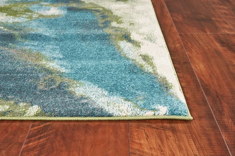 Teal Polypropylene Rug Photo 2