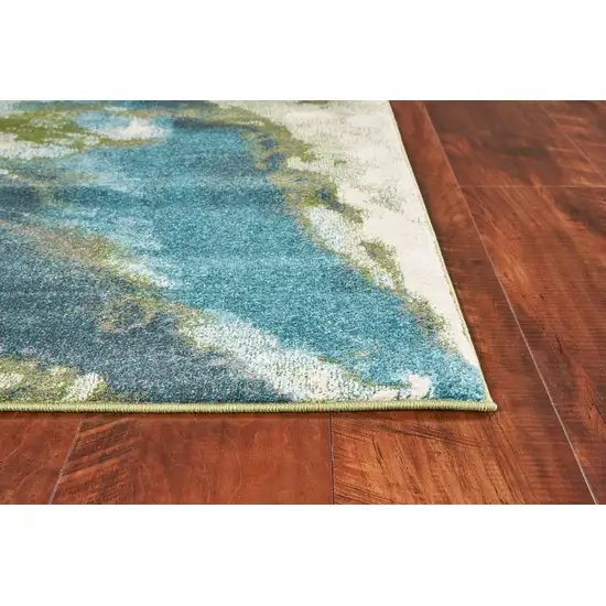 Teal Polypropylene Rug Photo 2