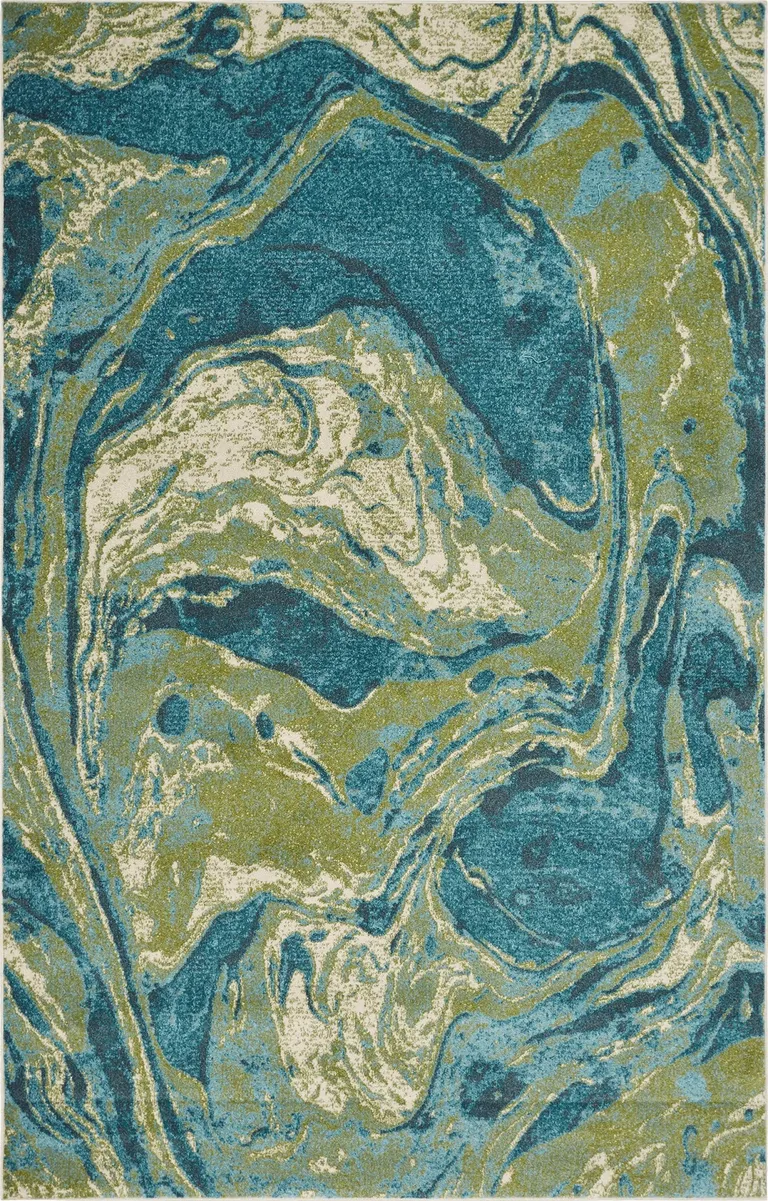 Teal Polypropylene Rug Photo 1