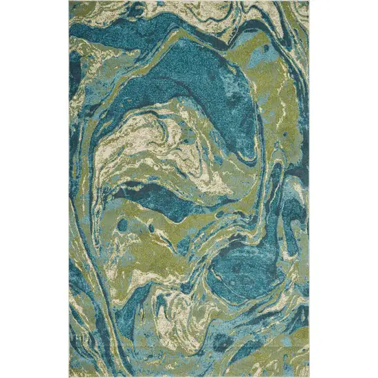 Teal Polypropylene Rug Photo 1