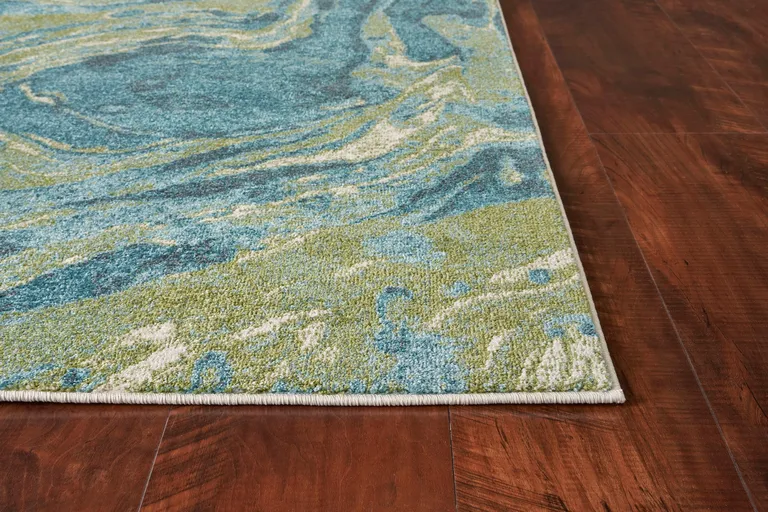 Teal Polypropylene Rug Photo 2