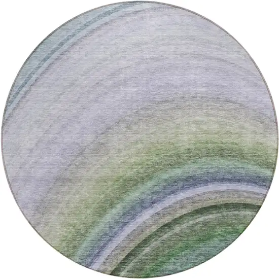 Teal Round Abstract Washable Non Skid Indoor Outdoor Area Rug Photo 2