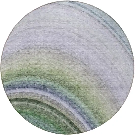 Teal Round Abstract Washable Non Skid Indoor Outdoor Area Rug Photo 4