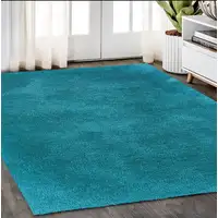 Photo of Teal Shag Hand Tufted Area Rug