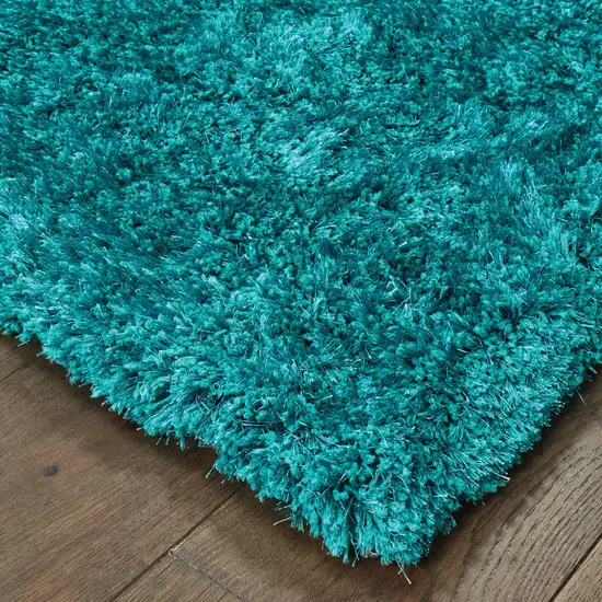 Teal Shag Hand Tufted Area Rug Photo 6