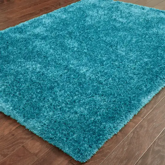 Teal Shag Hand Tufted Area Rug Photo 7