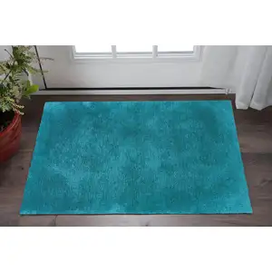 Photo of Teal Shag Hand Tufted Area Rug