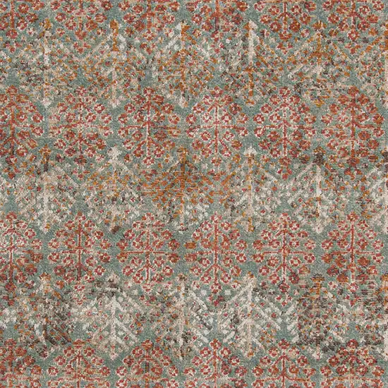 Teal Southwestern Power Loom Area Rug With Fringe Photo 7