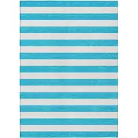 Photo of Teal Striped Washable Non Skid Indoor Outdoor Area Rug