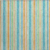 Photo of Teal Striped Washable Non Skid Indoor Outdoor Area Rug