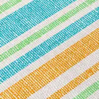 Photo of Teal Striped Washable Non Skid Indoor Outdoor Area Rug