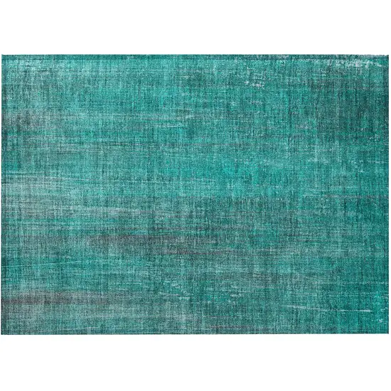 Teal Striped Washable Non Skid Indoor Outdoor Area Rug Photo 5