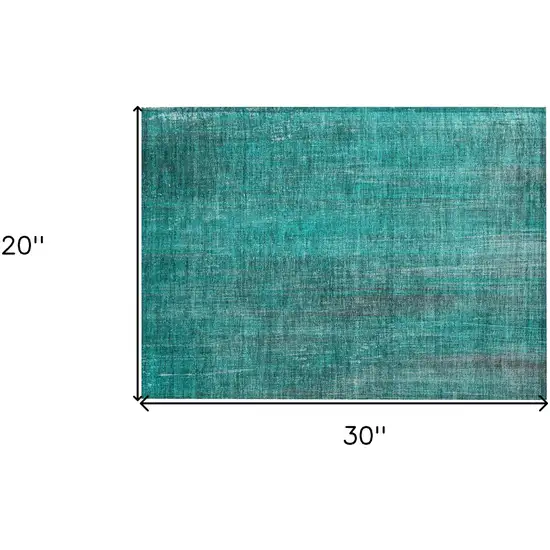 Teal Striped Washable Non Skid Indoor Outdoor Area Rug Photo 3