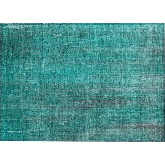 Teal Striped Washable Non Skid Indoor Outdoor Area Rug Photo 2