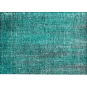 Photo of Teal Striped Washable Non Skid Indoor Outdoor Area Rug