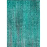 Photo of Teal Striped Washable Non Skid Indoor Outdoor Area Rug