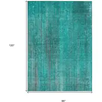 Photo of Teal Striped Washable Non Skid Indoor Outdoor Area Rug