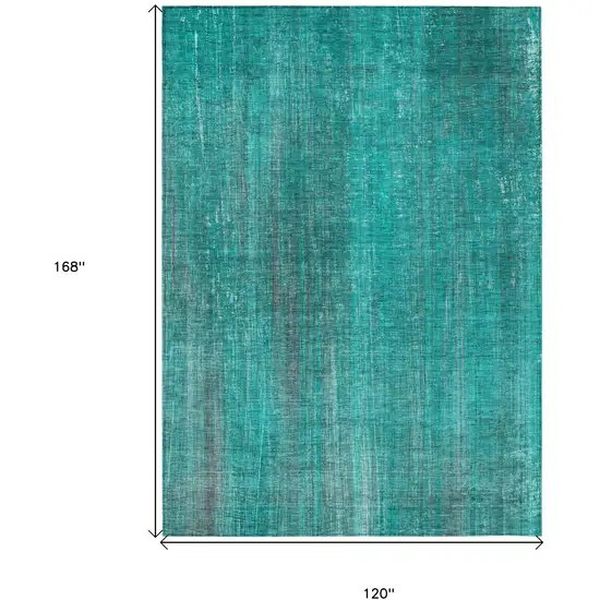 Teal Striped Washable Non Skid Indoor Outdoor Area Rug Photo 3