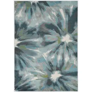 Photo of Teal Tropical Flower Indoor Area Rug