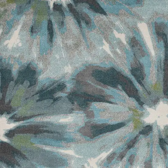 Teal Tropical Flower Indoor Area Rug Photo 2