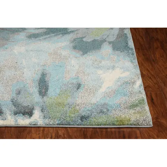 Teal Tropical Flower Indoor Area Rug Photo 3