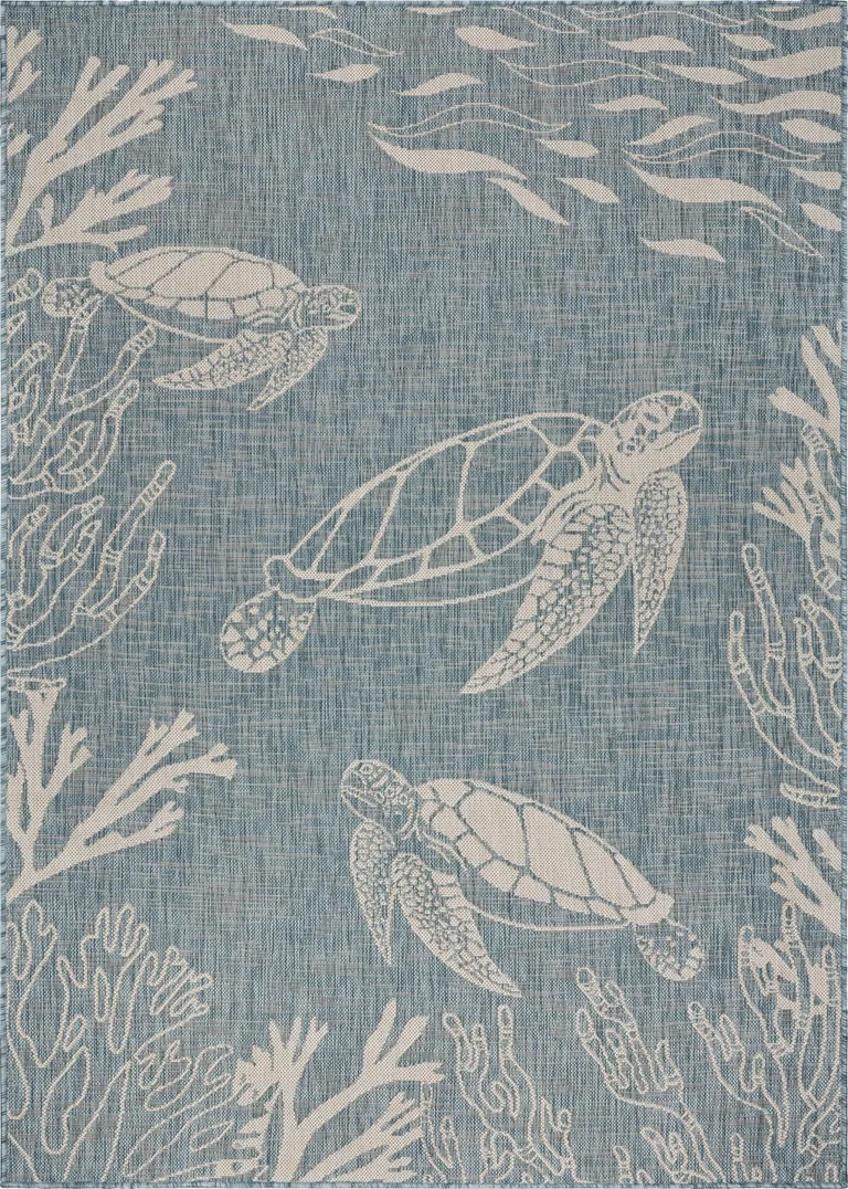 Teal Turtle Indoor Outdoor Area Rug Photo 1