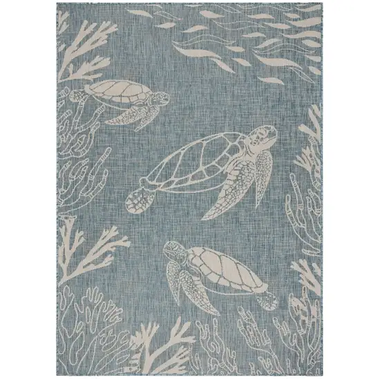 Teal Turtle Indoor Outdoor Area Rug Photo 6