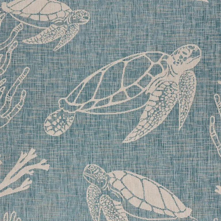 Teal Turtle Indoor Outdoor Area Rug Photo 2