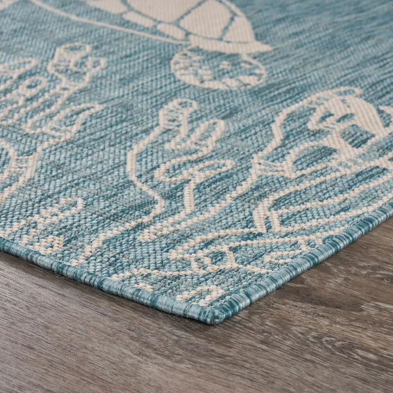 Teal Turtle Indoor Outdoor Area Rug Photo 3