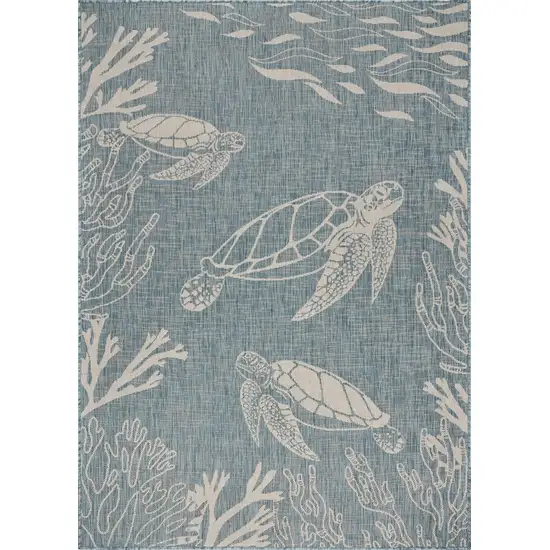 Teal Turtle Indoor Outdoor Area Rug Photo 1