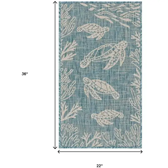 Teal Turtle Indoor Outdoor Scatter Rug Photo 8