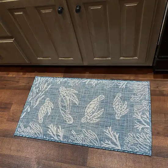 Teal Turtle Indoor Outdoor Scatter Rug Photo 7