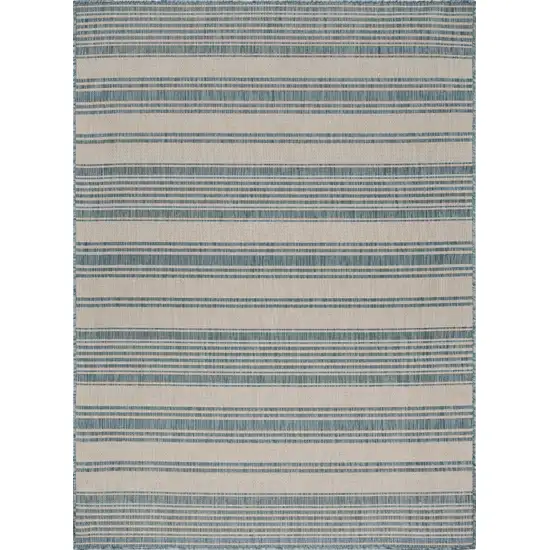 Teal Uneven Stripe Indoor Outdoor Area Rug Photo 1