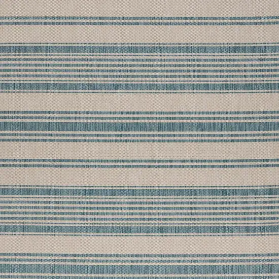 Teal Uneven Stripe Indoor Outdoor Area Rug Photo 2