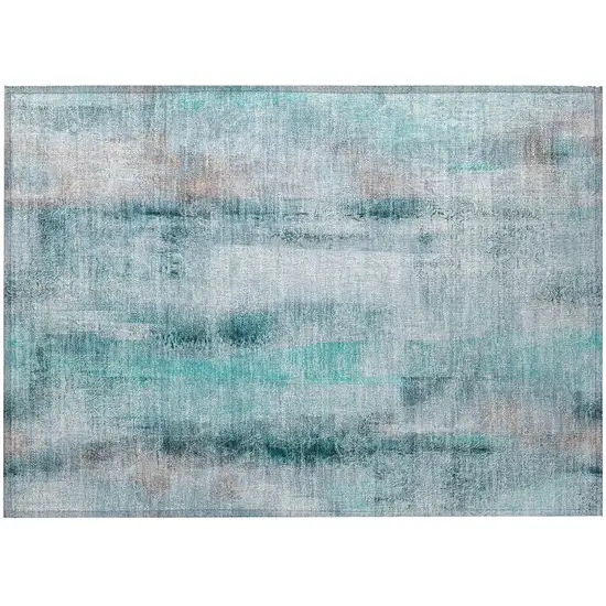 Teal Washable Non Skid Indoor Outdoor Area Rug Photo 4