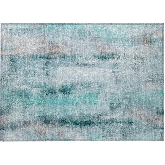 Teal Washable Non Skid Indoor Outdoor Area Rug Photo 4