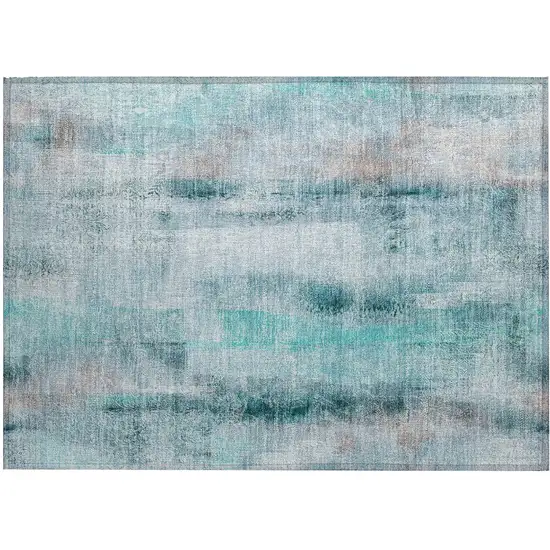 Teal Washable Non Skid Indoor Outdoor Area Rug Photo 2