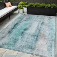 Photo of Teal Washable Non Skid Indoor Outdoor Area Rug