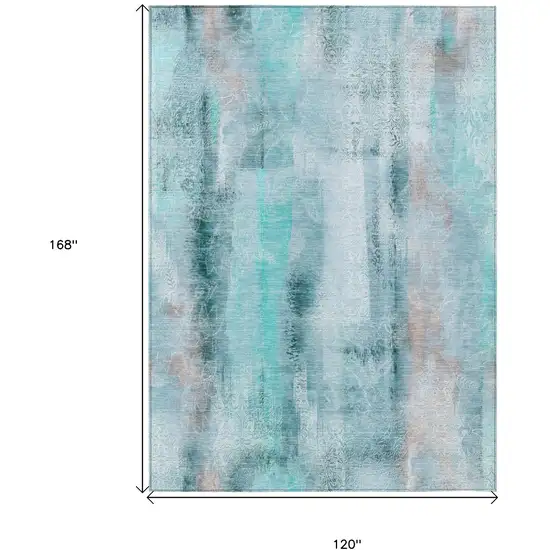 Teal Washable Non Skid Indoor Outdoor Area Rug Photo 3